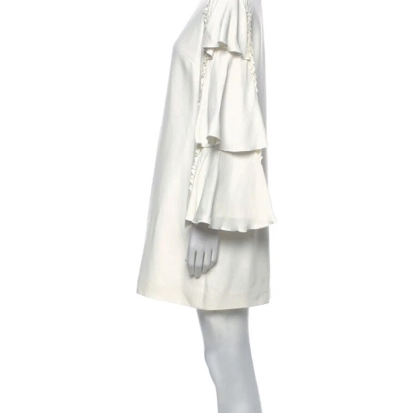 White Long Ruffle Sleeve Mini Size Casual Maxi Dress small lace bridal baptism - Picture 7 of 12